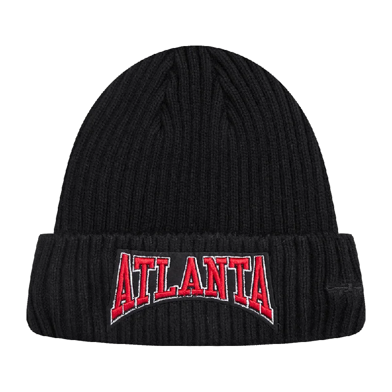 Premium snapback cap with embroidered artwork -NFL ATLANTA FALCONS CREST EMBLEM BEANIE (BLACK)