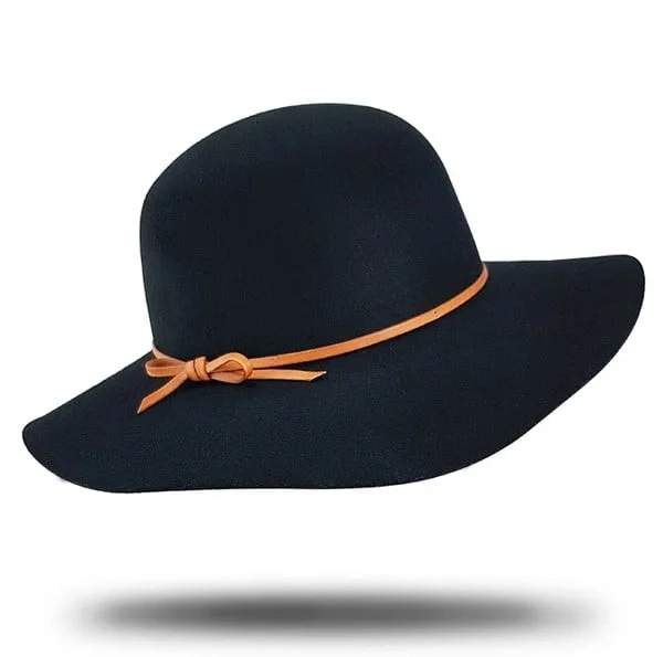 Elegant wool felt hat for dressy occasions -Stanton Evalina Wide Brimmed Hat - Black