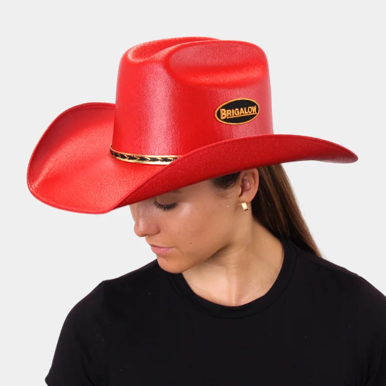 Breathable felt hat for all-season versatility -Brigalow Adults Coloured Straw Cheyenne Hat - Red