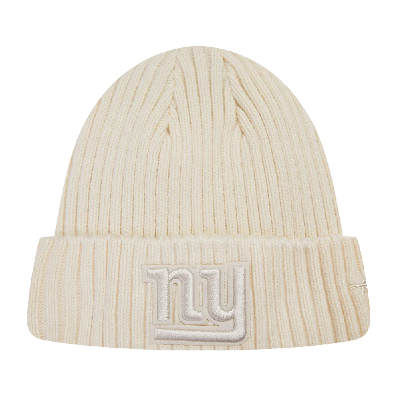 Fitted snapback cap for modern tight fit -NFL NEW YORK GIANTS NEUTRAL BEANIE (EGGSHELL)