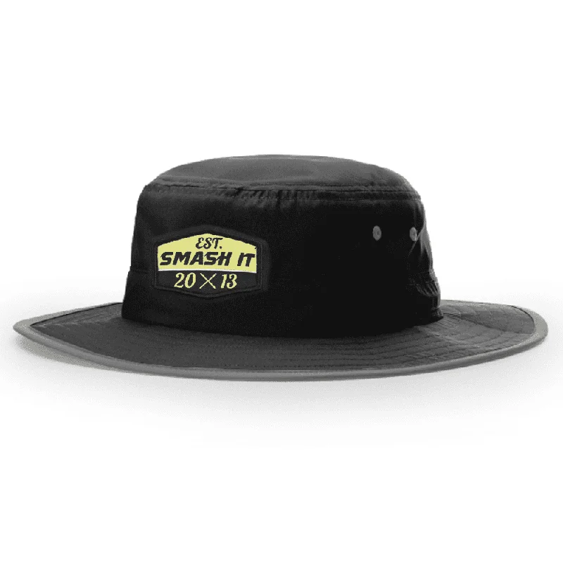 Christmas Bucket Hat for Holiday -Smash It Sports Bucket Hat Black with Neon Patch