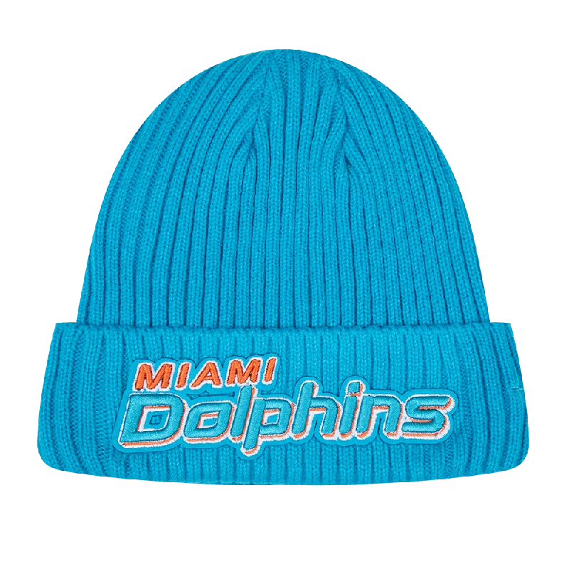 Designer baseball cap for luxury streetwear -NFL MIAMI DOLPHINS CLASSIC CORE UNISEX BEANIE (TEAL)