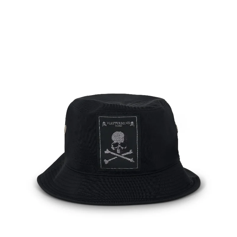 Patchwork Bucket Hat for Unique -Label Bucket Hat in Black