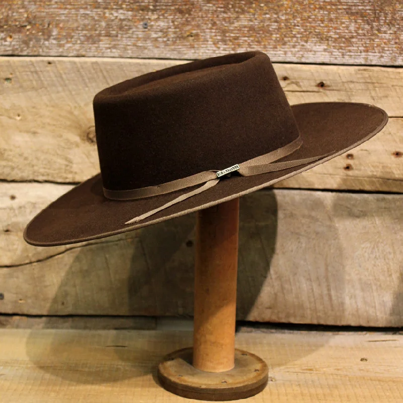 Stylish felt hat with leather trim details -8X Basin Fur Felt Hat