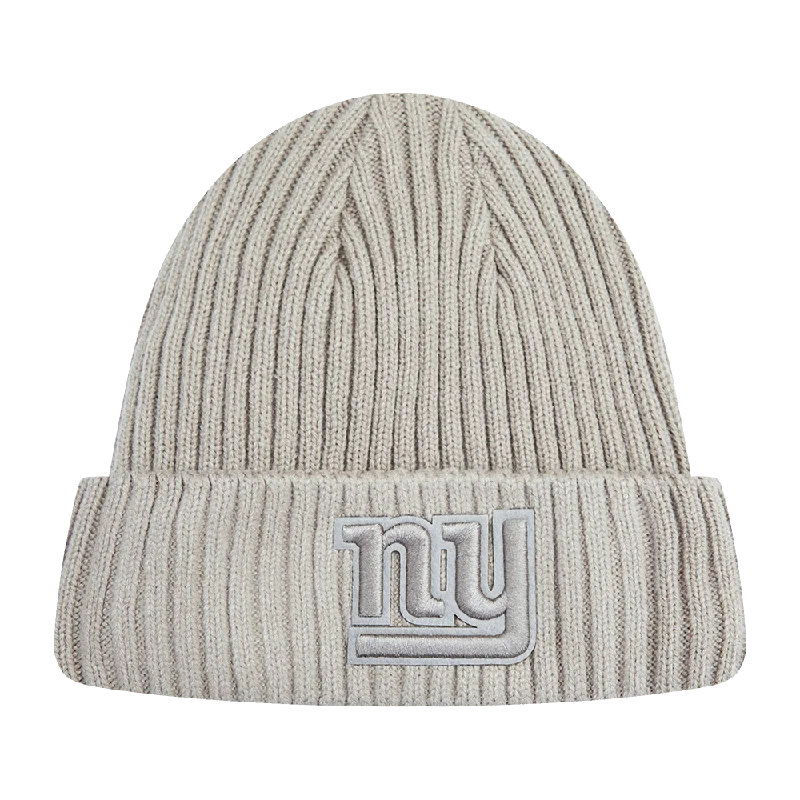 Embroidered cap with personalized name design -NFL NEW YORK GIANTS NEUTRAL BEANIE (TAUPE)