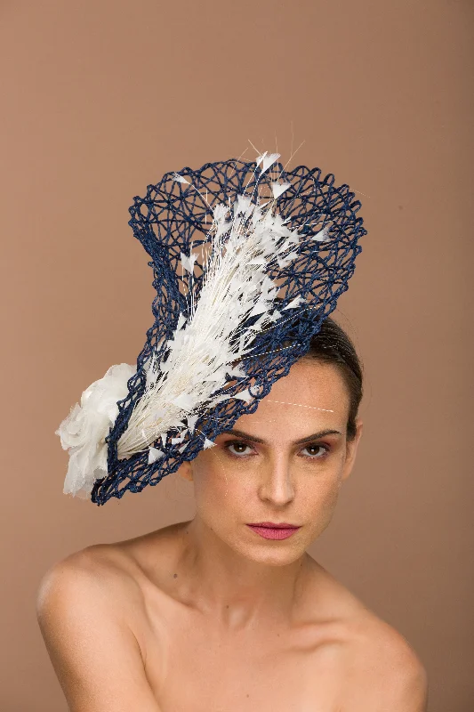 Classic felt hat with soft wool texture -Lenor- chromatic delight of color fusion in paper woven fascinator