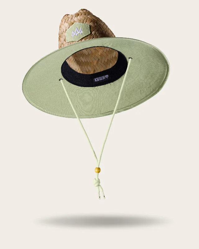 Handmade straw fedora hat for men with a classic, sophisticated style -Pistachio