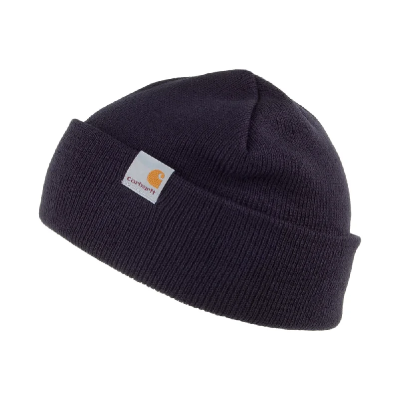 Bright neon cap for bold visibility needs -Carhartt WIP Hats Stratus Short Watch Beanie Hat - Dark Navy