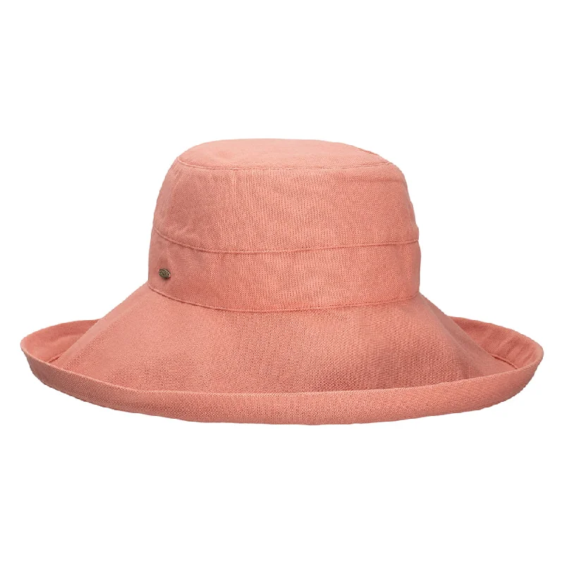 Classic straw cowboy hat for women with western-inspired design and charm -Scala Hats Lanikai Packable Sun Hat - Terracotta