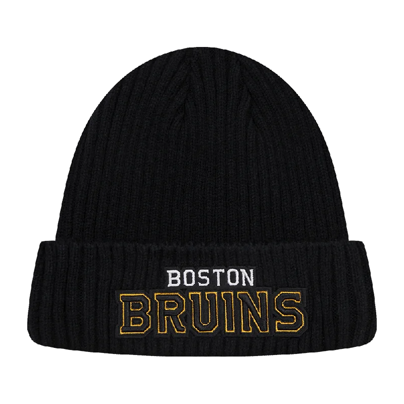 Soft cotton cap with breathable mesh back -NHL BOSTON BRUINS CLASSIC CORE UNISEX KNIT BEANIE (BLACK)