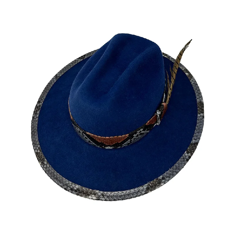 Designer wool felt hat for luxury lovers -Starr Royal Blue Hand Dye Felt