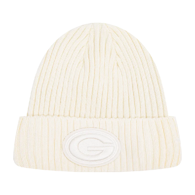 Soft cotton cap with breathable mesh back -NFL GREEN BAY PACKERS NEUTRAL BEANIE (EGGSHELL)