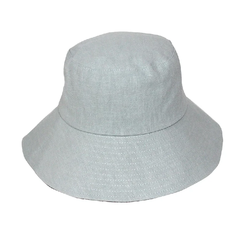 Festival Bucket Hat for Party -Sadie Linen Bucket Hat - Seafoam