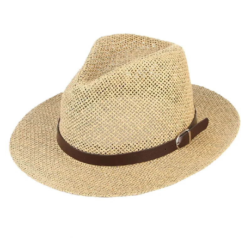 Rugged wool felt hat for harsh conditions -Sun Beach Mesh Fedora Hat