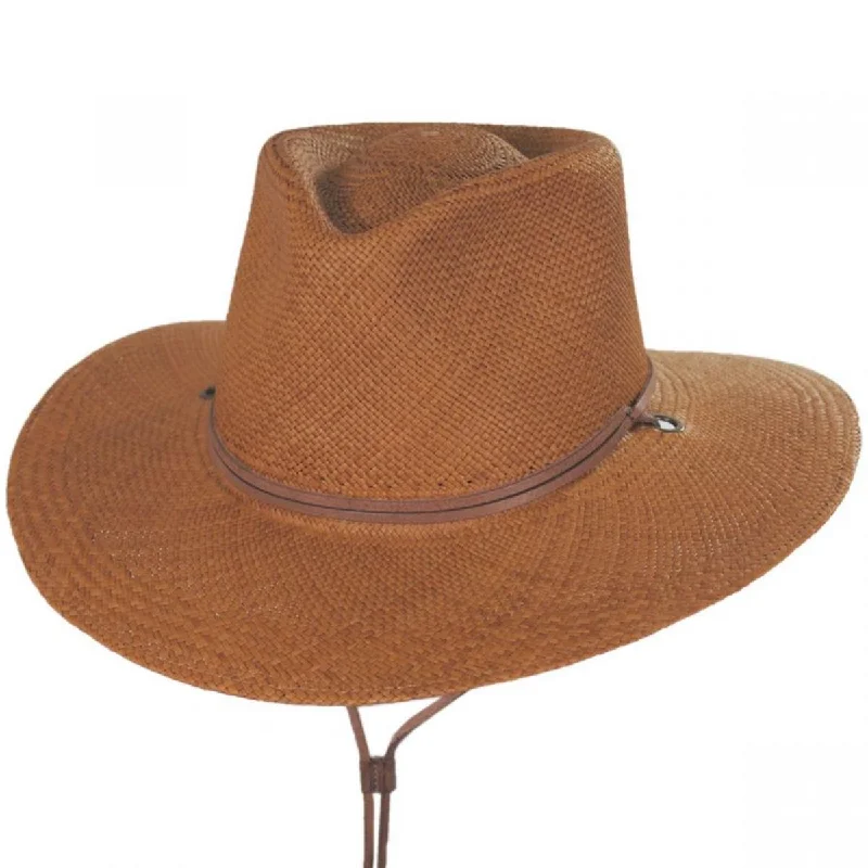 Natural straw hat for men with subtle design and summer-ready appeal -Kalahari Panama Straw Outback Hat