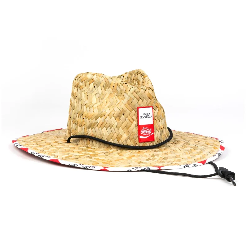 Comfortable straw visor hat for women with adjustable strap and sporty look -Coca Cola Sun Hat