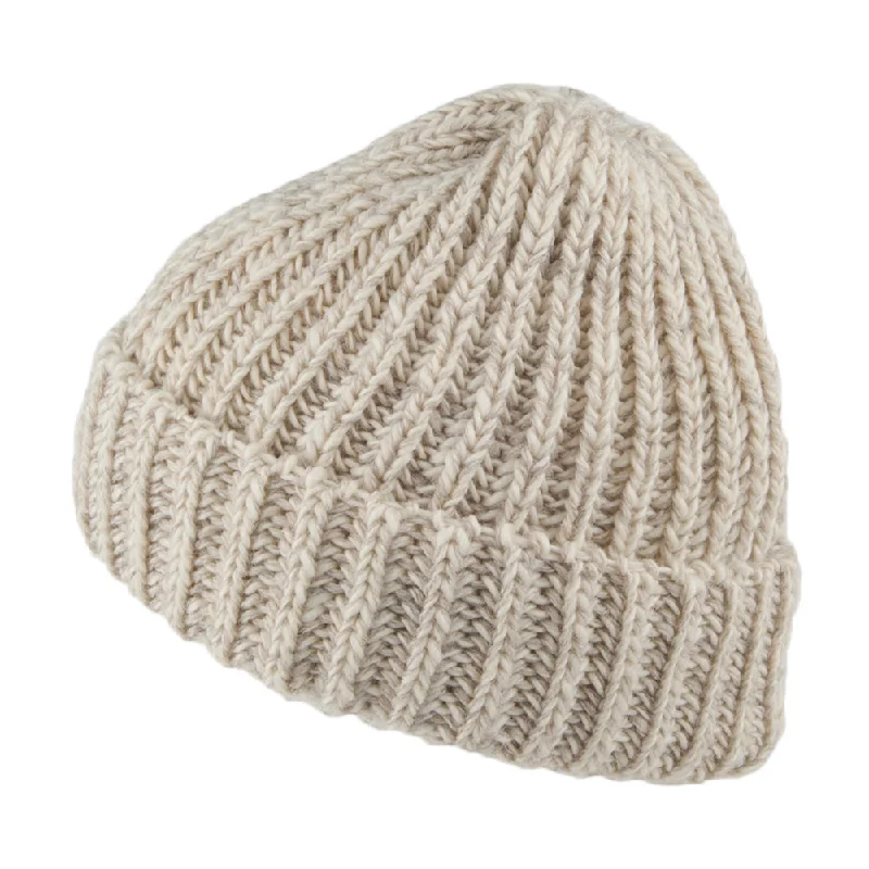 Wool blend cap for cozy fall fashion -Highland 2000 Merino English Wool Cuffed Beanie Hat - Natural Mix