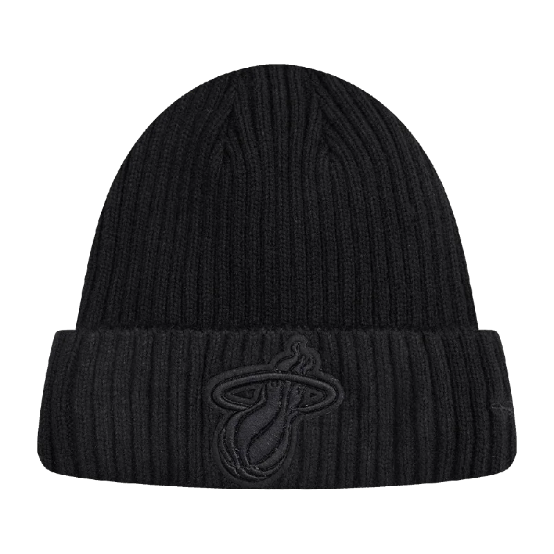 Warm wool cap for cold weather days -NBA MIAMI HEAT NEUTRAL BEANIE (BLACK)