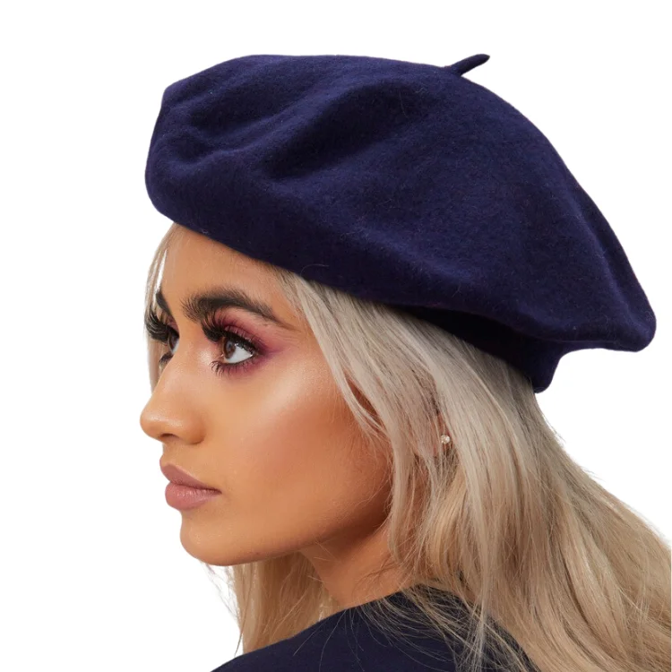 Bright red cap for standout team spirit -Avenel Of Melbourne Wool Beret - Navy