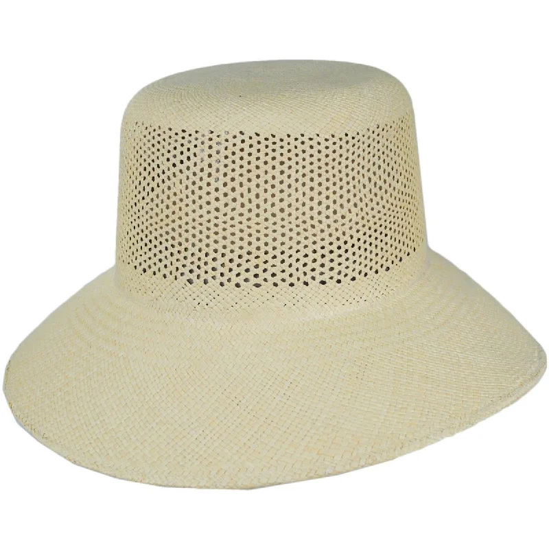 Vintage-style straw hat for men with classic design and retro influence -Lopez Vent Crown Panama Straw Sun Hat