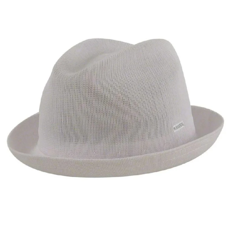 Black felt hat for sleek minimalist looks -Kangol Tropic Player in White Center Dent Summer Trilby Hat