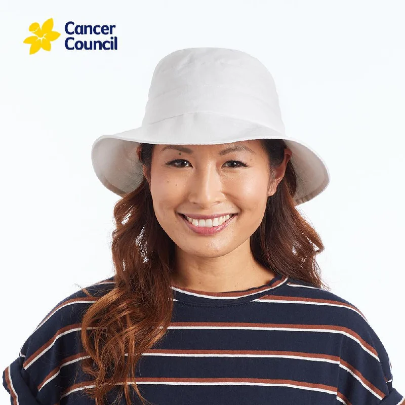 Gray Bucket Hat for Subtle -Cancer Council Golf Bucket - White