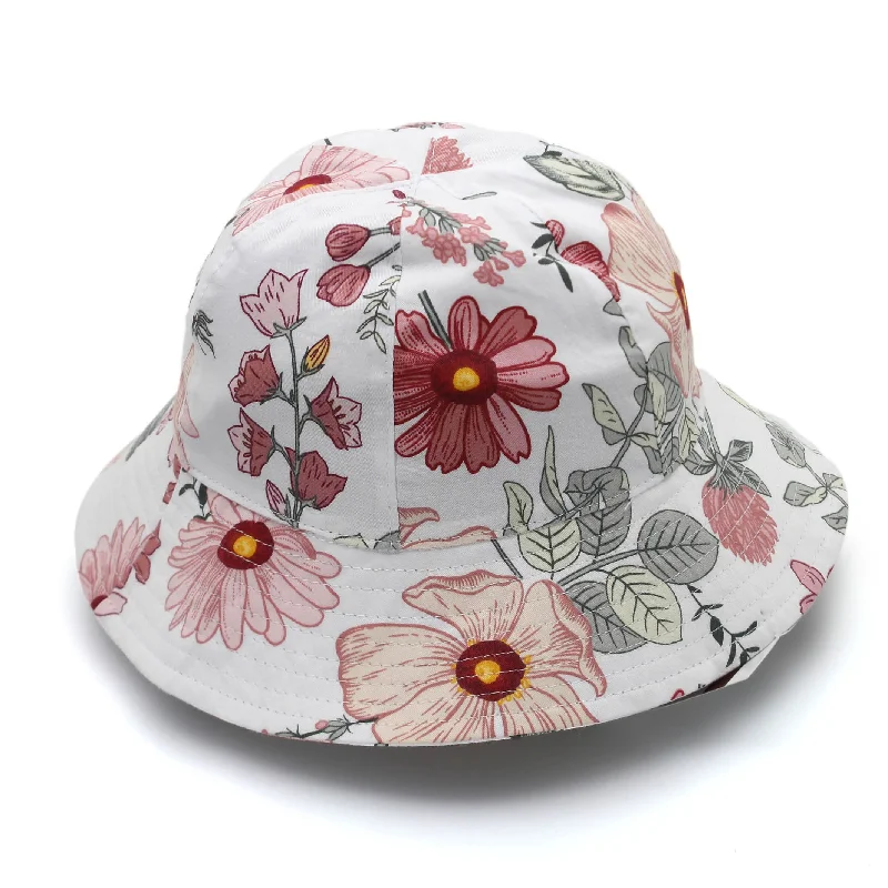 Faux Leather Bucket Hat for Cheap -Blair Bucket Hat - White Flower