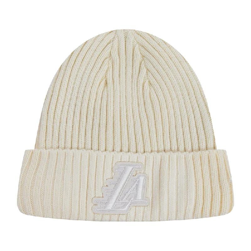 Wool sports cap for chilly game nights -NBA LOS ANGELES LAKERS NEUTRAL BEANIE (EGGSHELL)