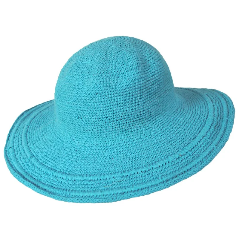 Wide-brim straw fedora for women with timeless style and classic look -Bali Cotton Crochet Sun Hat