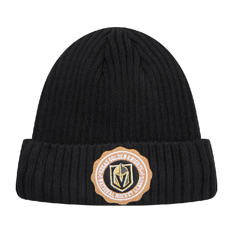 Wool trucker cap for warm stylish wear -NHL VEGAS GOLDEN KNIGHTS CREST EMBLEM BEANIE (BLACK)