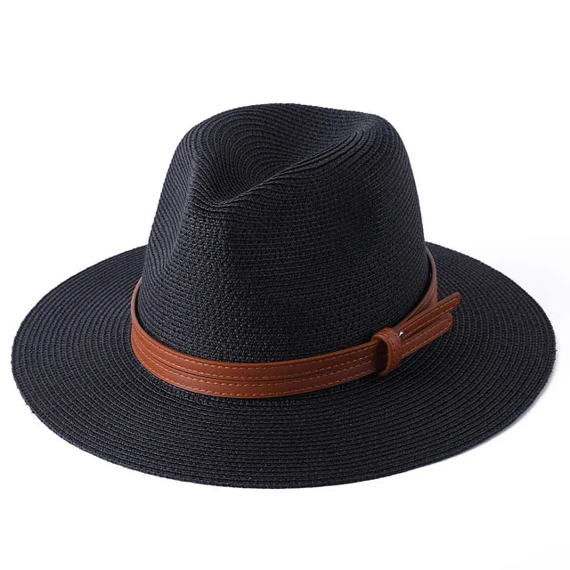 Stylish straw sun hat for women with a decorative bow for added elegance -Wide Brim Straw Panama Hat