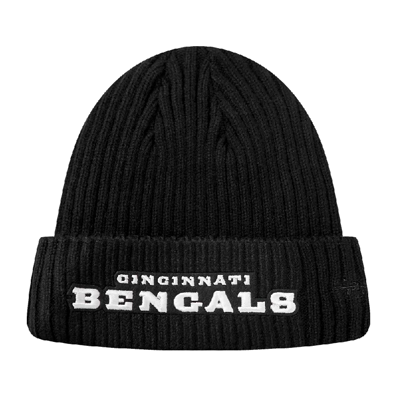 Minimalist mesh cap for airy lightweight feel -NFL CINCINNATI BENGALS CLASSIC CORE UNISEX BEANIE (BLACK)