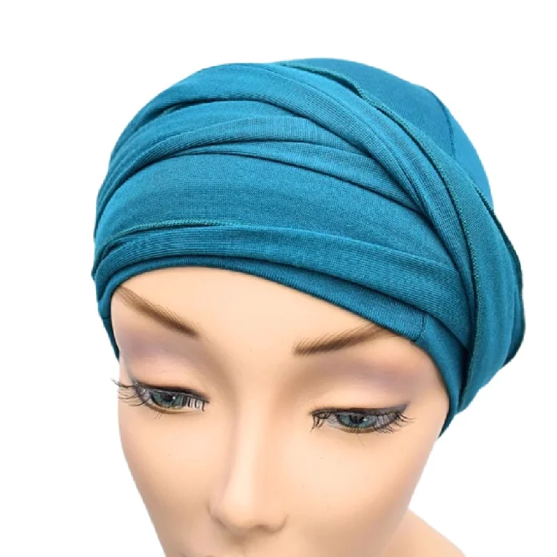 Adjustable trucker cap for outdoor summer fun -Cancer Head Wrap Teal