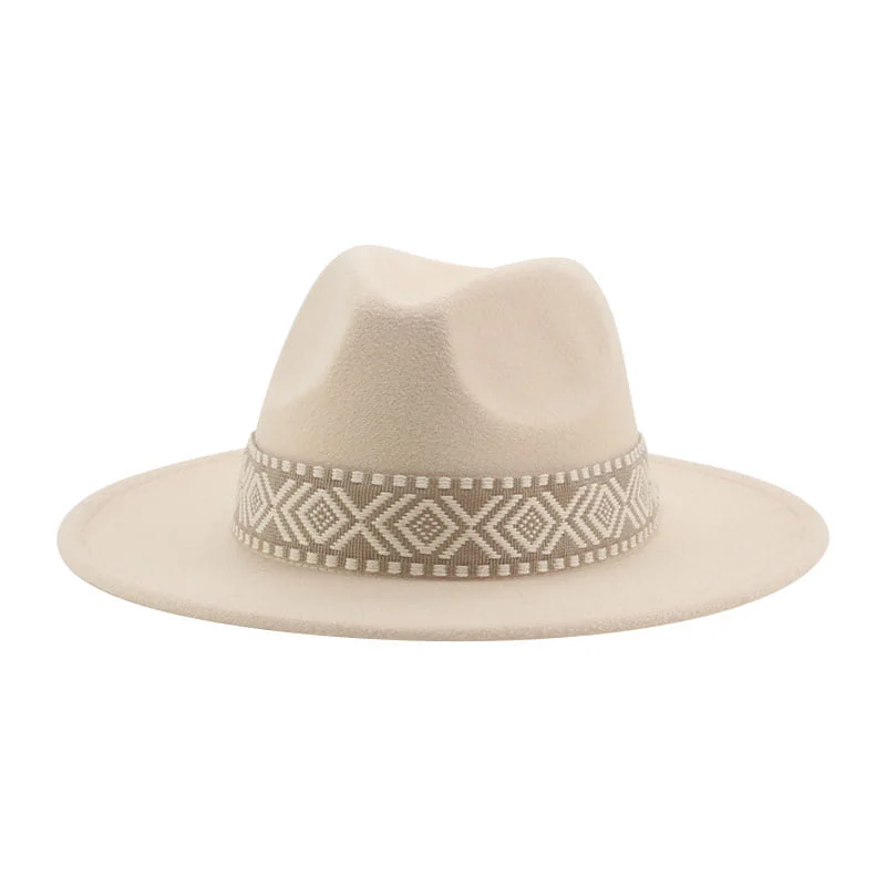 Luxury wool felt hat with soft lining -Arenys Mosaic Band Fedora Hat