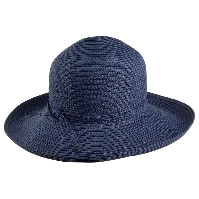 Stylish straw trilby for men with sharp lines and trendy vibe -sur la tête Traveller Sun Hat Navy Blue Wholesale Pack