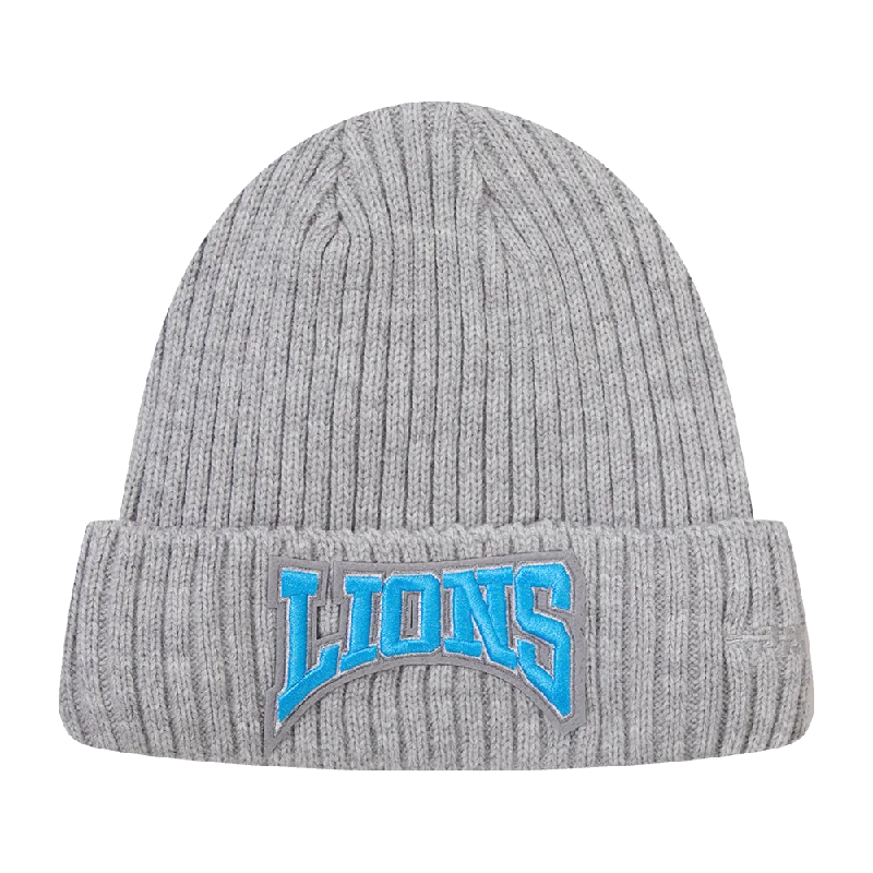 Classic cap with subtle tonal embroidery -NFL DETROIT LIONS CREST EMBLEM UNISEX BEANIE (HEATHER GREY)