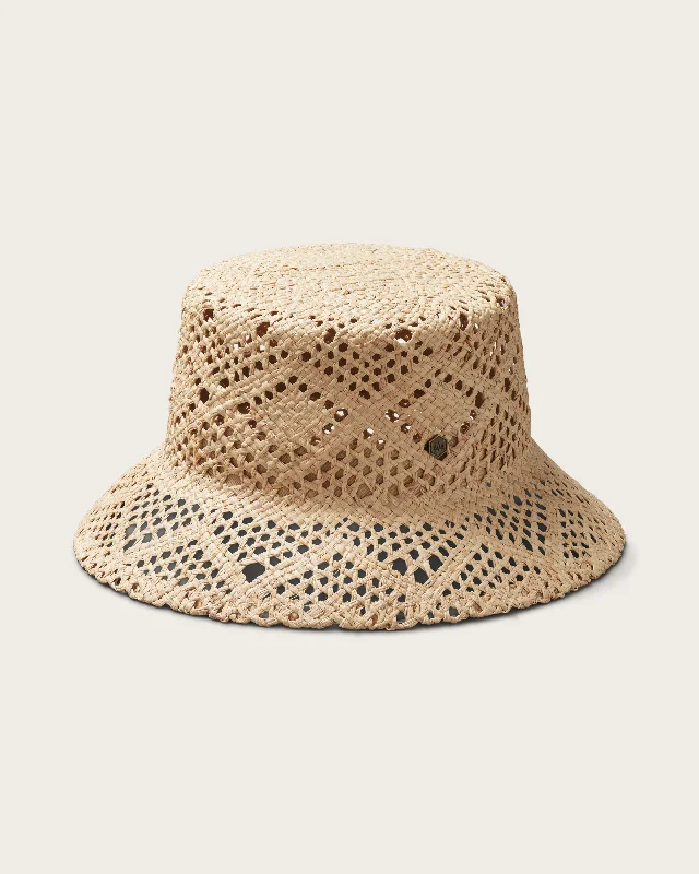 Adjustable straw beach hat for women with custom fit for comfort and sun protection -Sofia Bucket in Natural