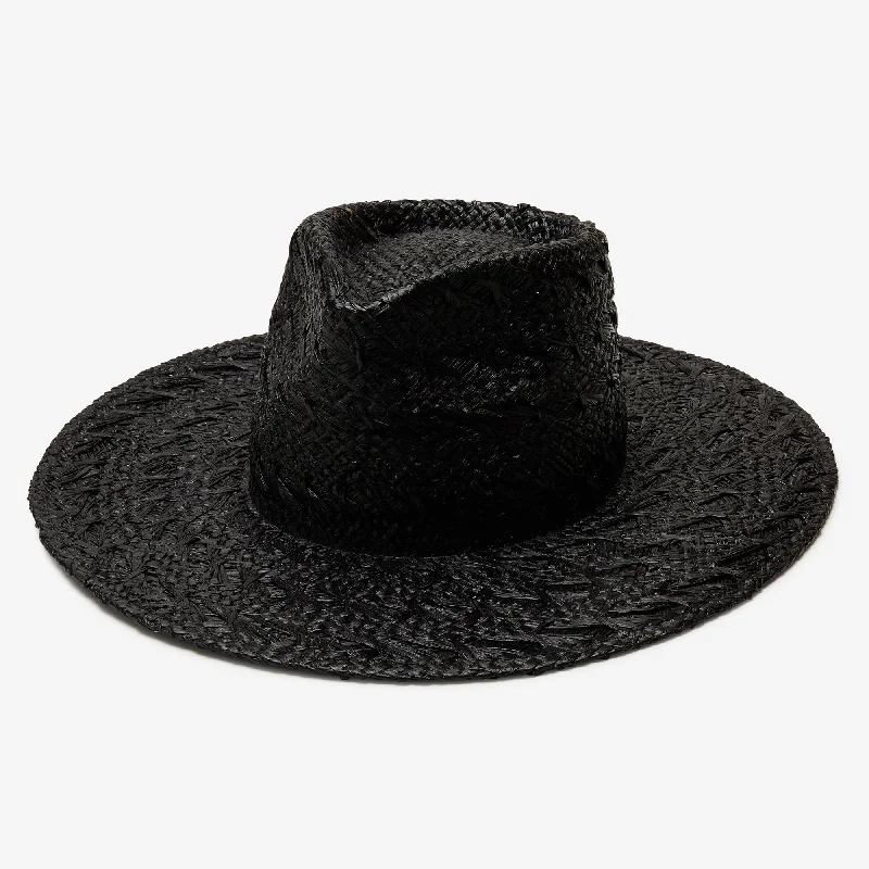 Elegant straw hat for women with decorative ribbon and fashionable touch -Suki in Black