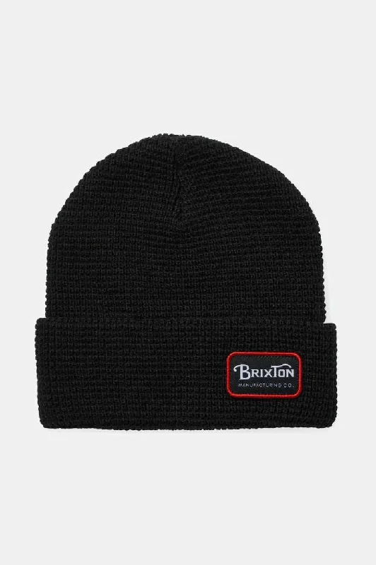 Trucker cap with retro patch design -Grade Waffle Knit Beanie - Black