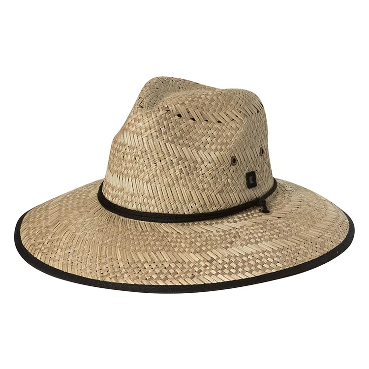 Soft straw sun hat for women with comfortable feel and sun protection -Kooringal Mens Yamba Surf Straw Hat- Black