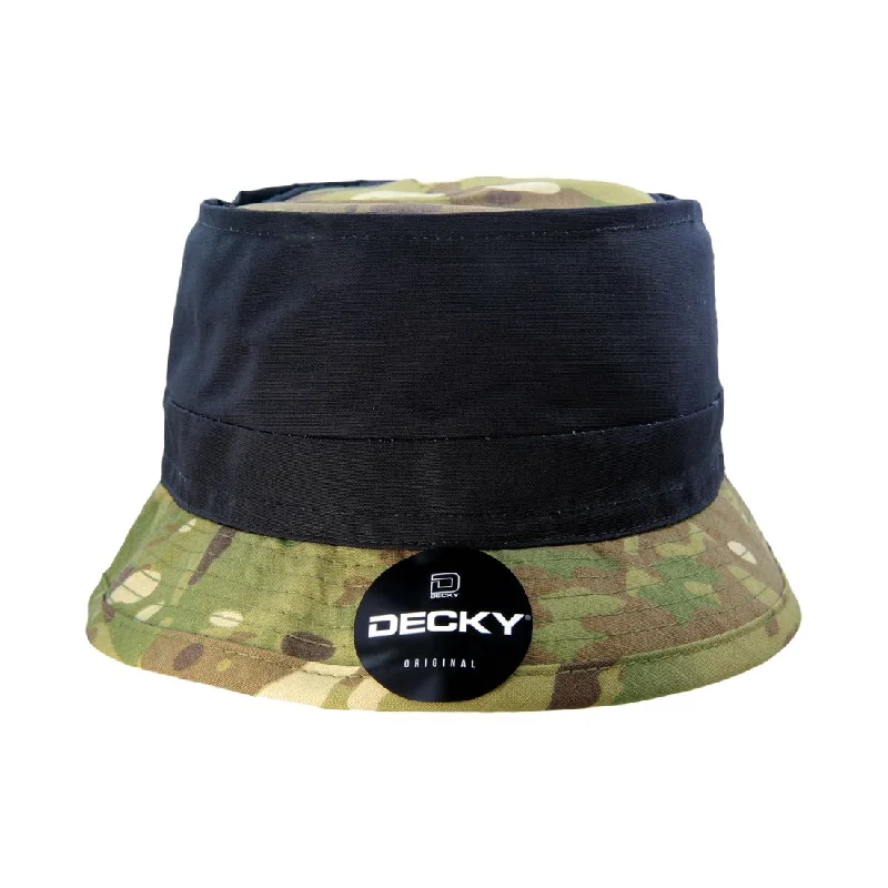 Sun Protection Bucket Hat for Beach -Decky 6313 Multicam Camo Bucket Hats Structured Fisherman's Sun Buckets Caps