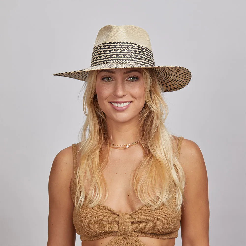 Lightweight straw hat for men with casual style and sun protection for travel -Harper | Womens Wide Brim Straw Sun Hat