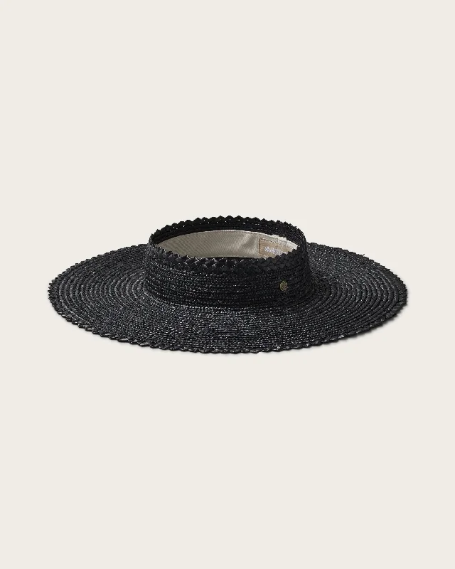 Stylish straw trilby for men with sharp lines and trendy vibe -Tropez Visor in Onyx