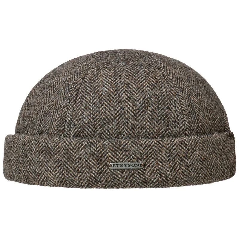 Soft cotton cap for all-day wear ease -Lavoy Herringbone Wool Docker Hat by Stetson