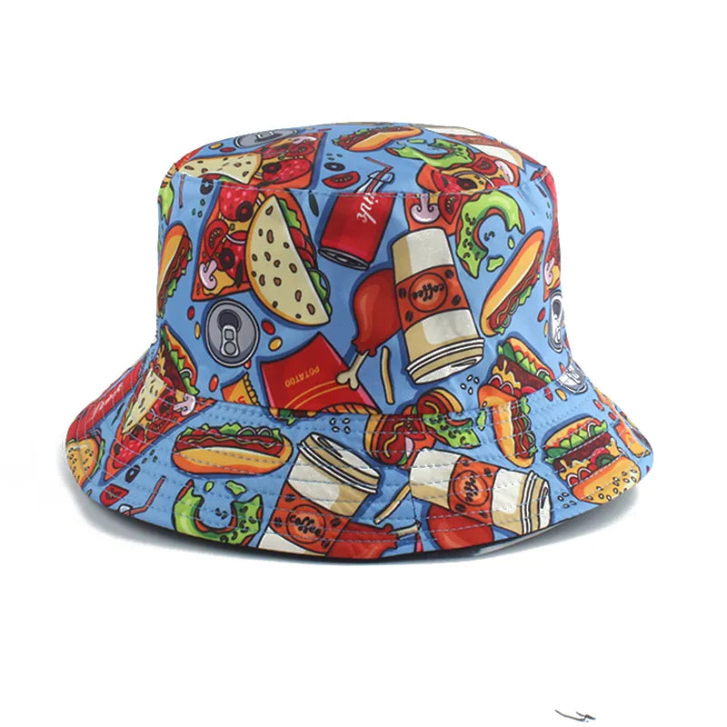 White Bucket Hat for Clean -Fast Food Reversible Bucket Hat