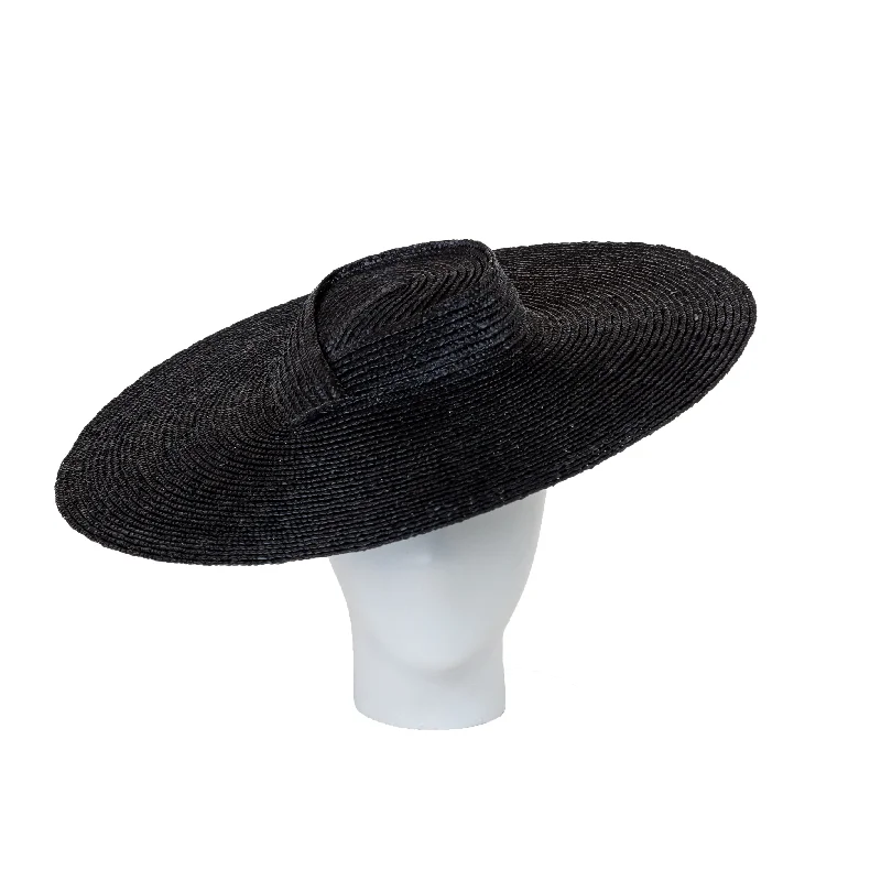 Classic straw sun hat for men with a relaxed fit for summer outdoor activities -Coconut Shy  - Black