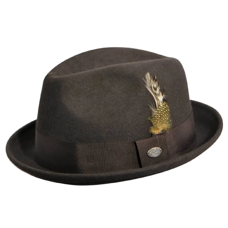 Trendy felt hat for modern urban outfits -Bailey Cloyd in Grey Center Dent Wool Felt Trilby Hat