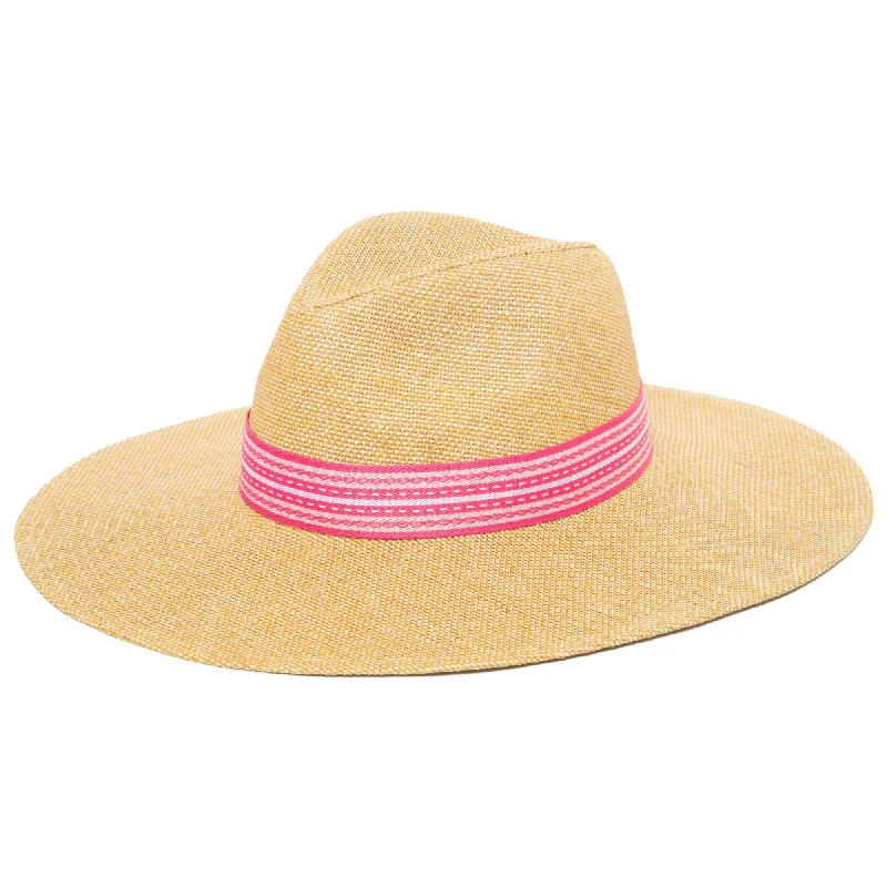 Elegant straw hat for women with decorative ribbon and fashionable touch -Cambiar Sun Hat by Trina Turk (TTT1024)