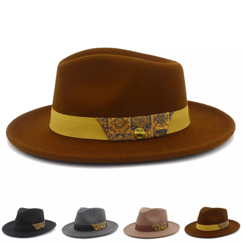 Casual felt hat for relaxed weekend vibes -Utrecht Mosaic Belt Fedora Hat