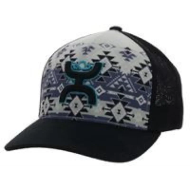 Snapback Baseball Cap for Style -"Coach" Hooey Cream / Black 5-Panel Flexfit with Black / Blue Hooey Logo